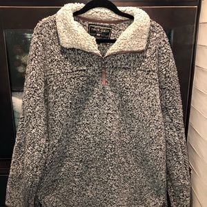 FROSTY TIPPED PILE 1/2 ZIP PULLOVER IN CHARCOAL
